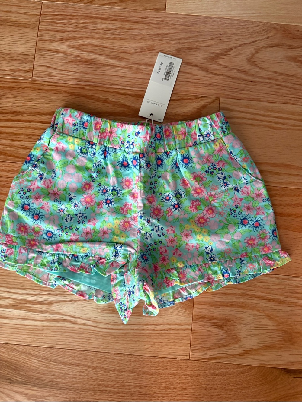 Girls' Floral Aqua Ruffle Shorts